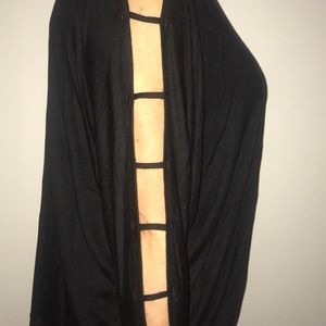 Tops - Blk stretch rayon jersey blouson open sleeve top Tops - Blk stretch rayon jersey blouson open sleeve top
